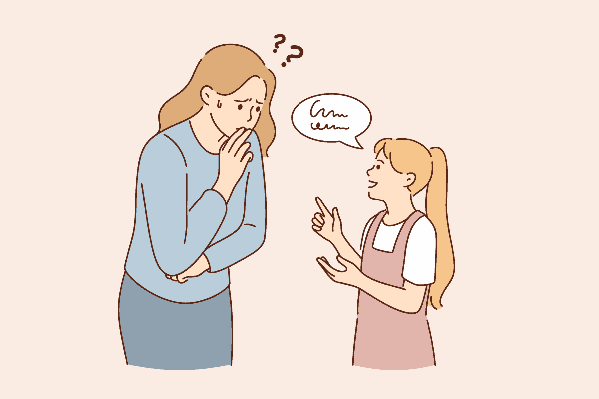 Frustrated mother talking to her befuddled daughter