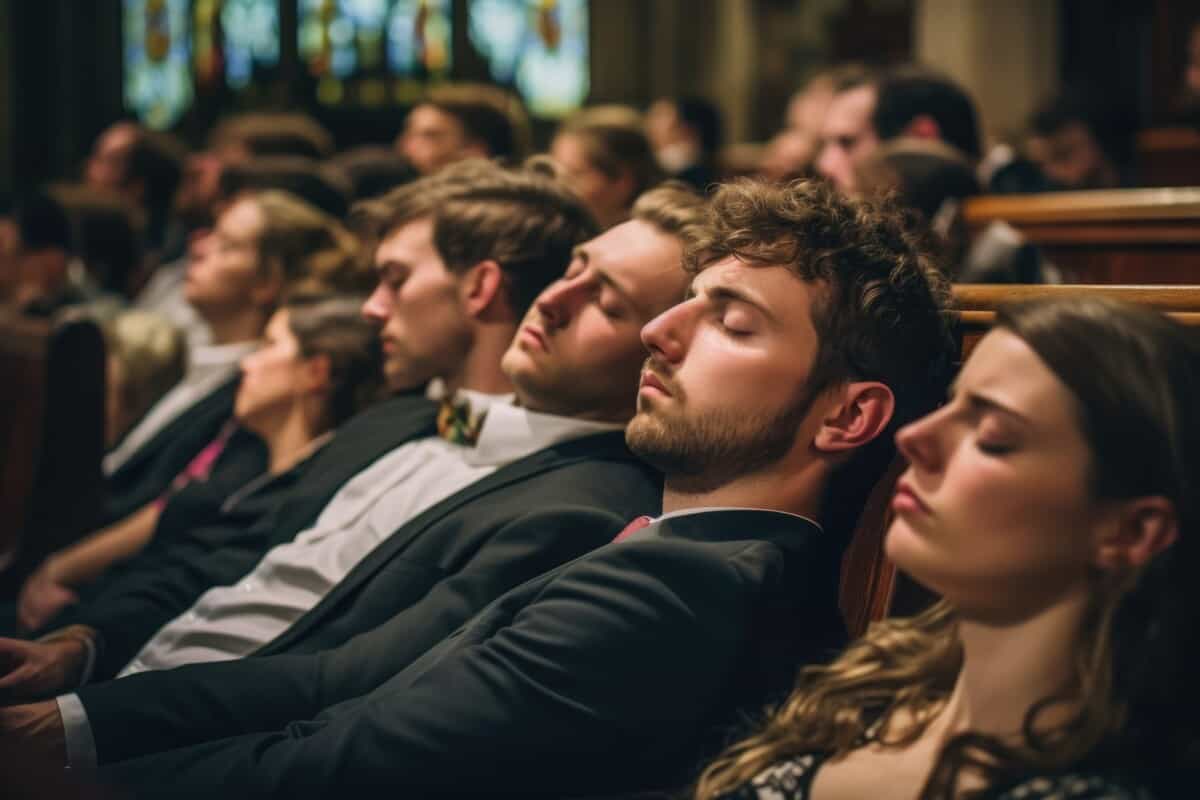 Guests asleep during wedding ceremony