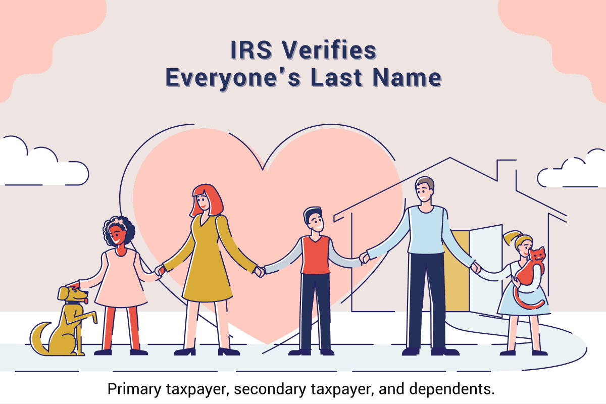 IRS verifies everyone's last name: primary taxpayer, secondary taxpayer, and dependents.