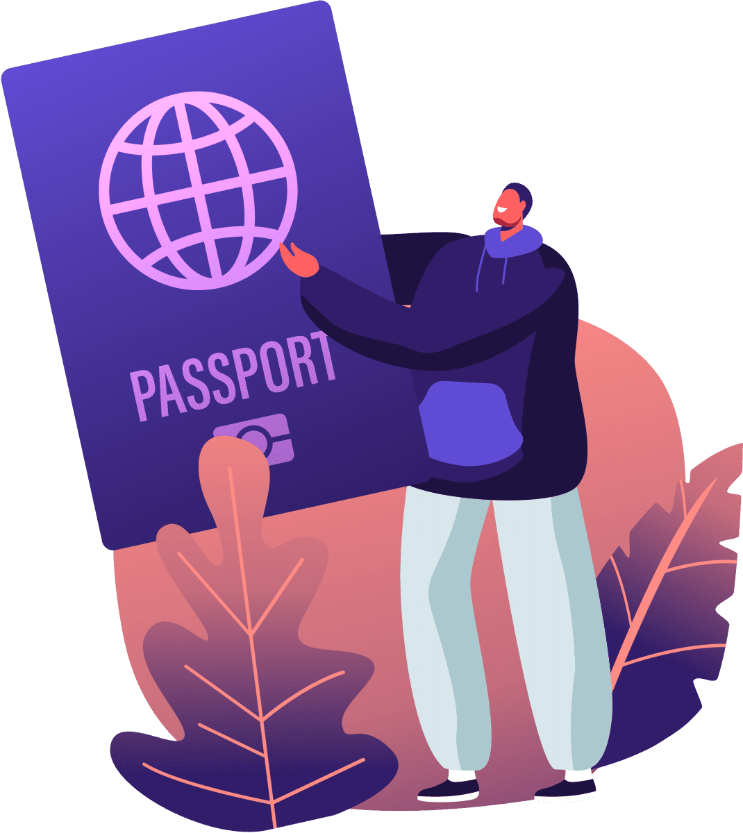 Man carrying huge passport