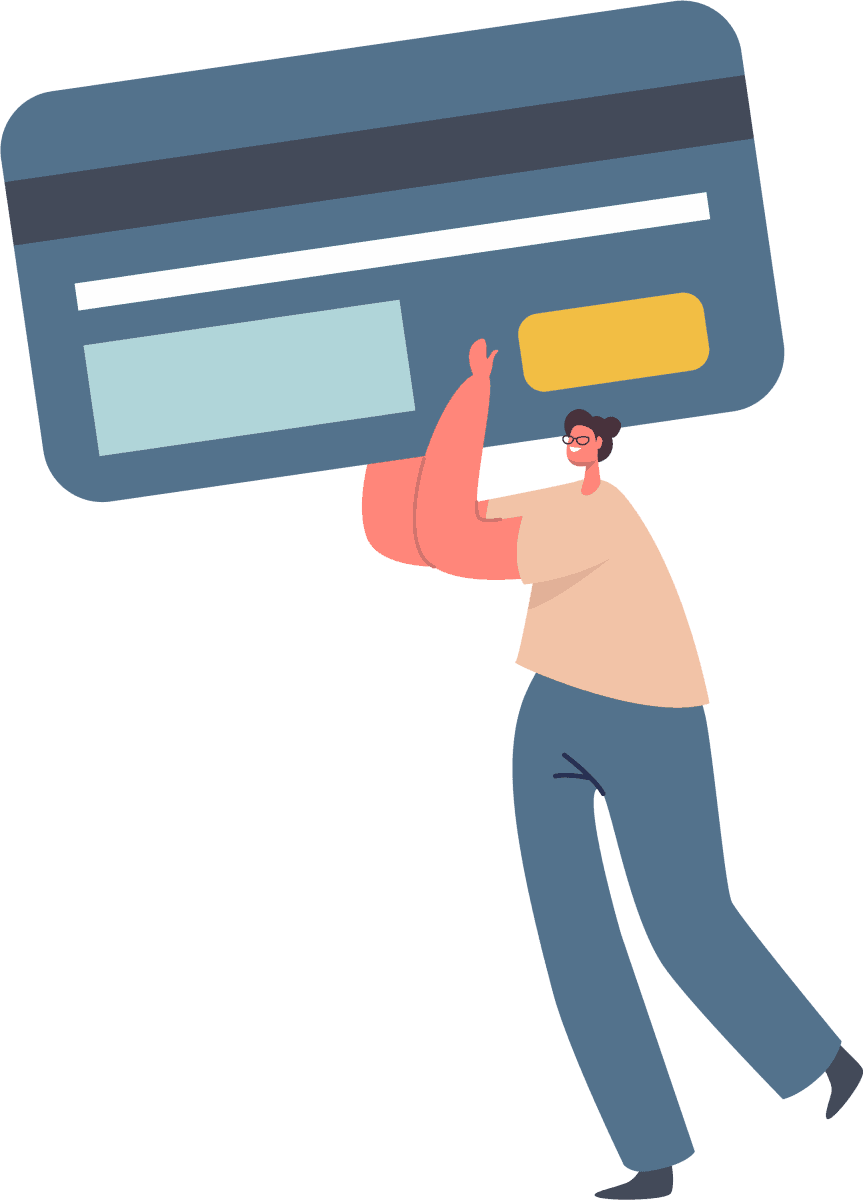 Woman carrying huge credit card