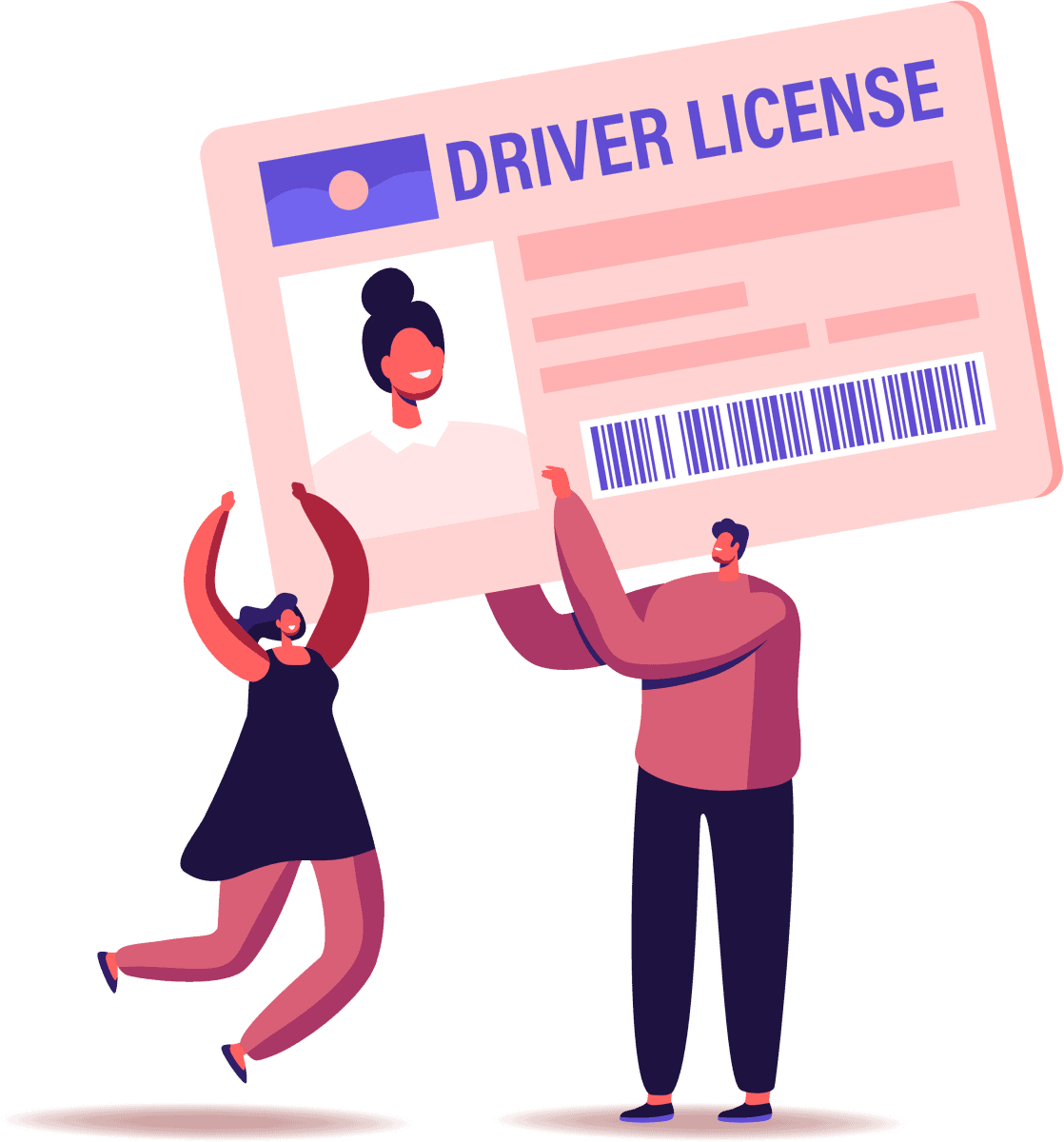 Woman celebrating her updated driver's license